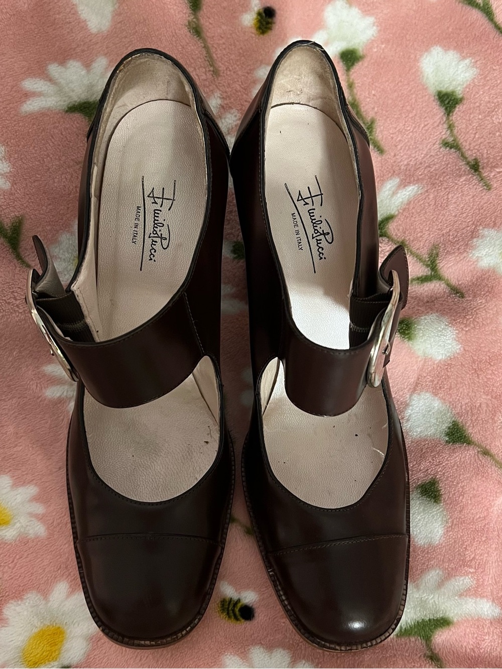 Vintage Brown Leather Mary Jane Heels - Emilio Pucci Made in Italy EU 37 - Picture 2 of 6